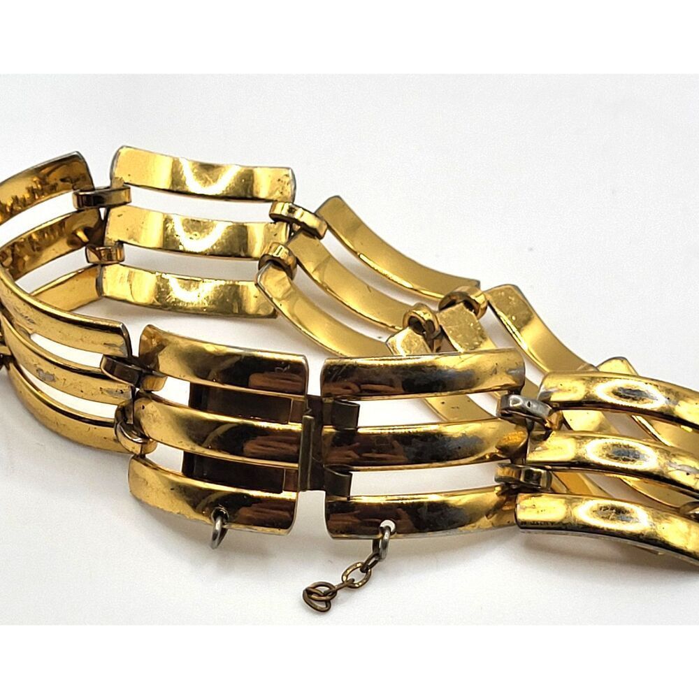 Vintage 80s Goldtone Link Chain Bracelet 7.5in - Picture 2 of 4